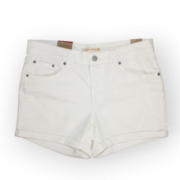 New 31/12 Levi's MidLength White Denim Short 4"Inseam Stretch - Picture 3 of 12